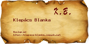 Klepács Blanka névjegykártya